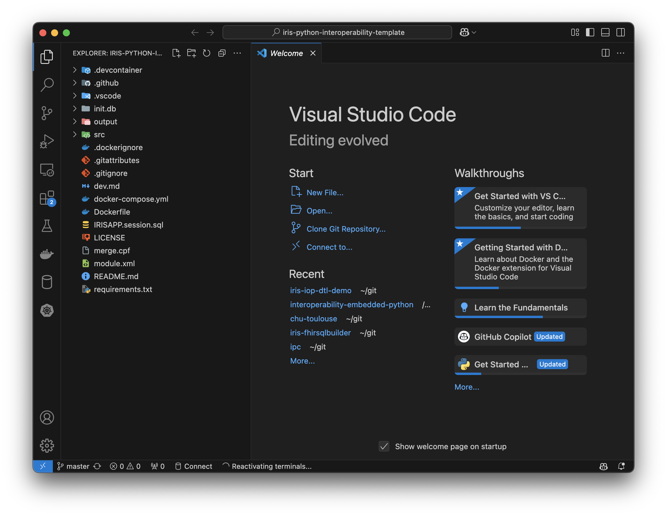 Open the folder in VsCode